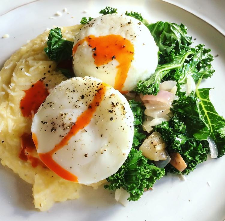 Kale, Polenta with Poached Eggs