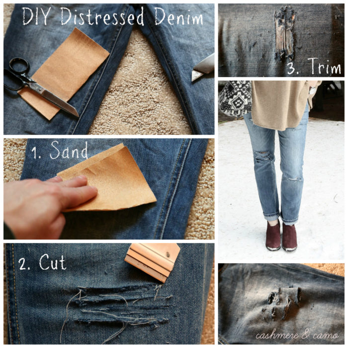 Distressed Denim DIY - Cashmere & Camo