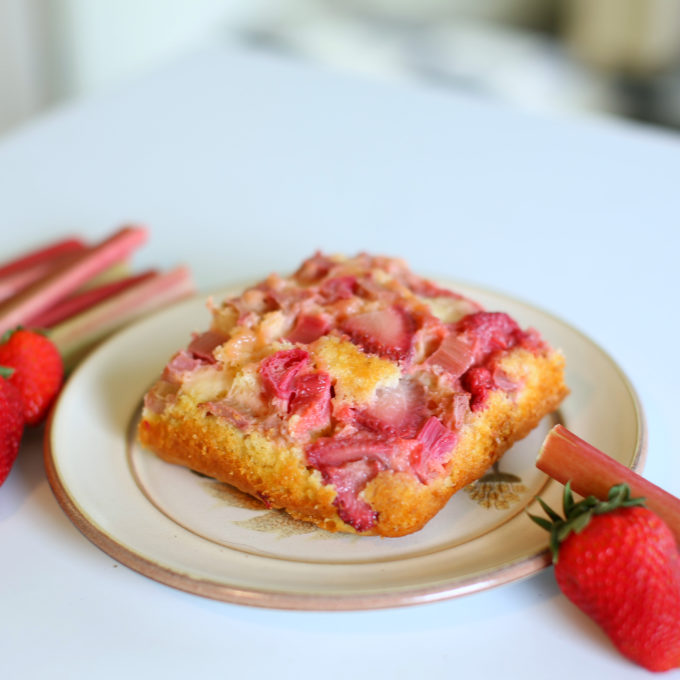 Strawberry Rhubarb Upside Down Cake