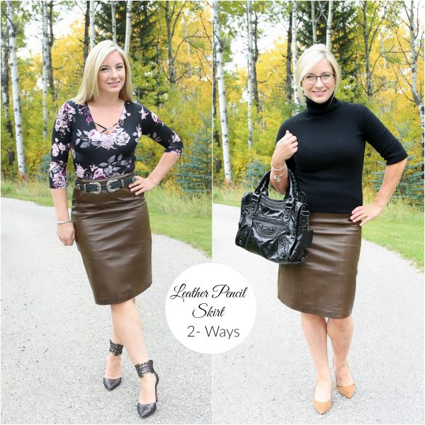 Leather Pencil Skirt 2-Ways - Cashmere & Camo